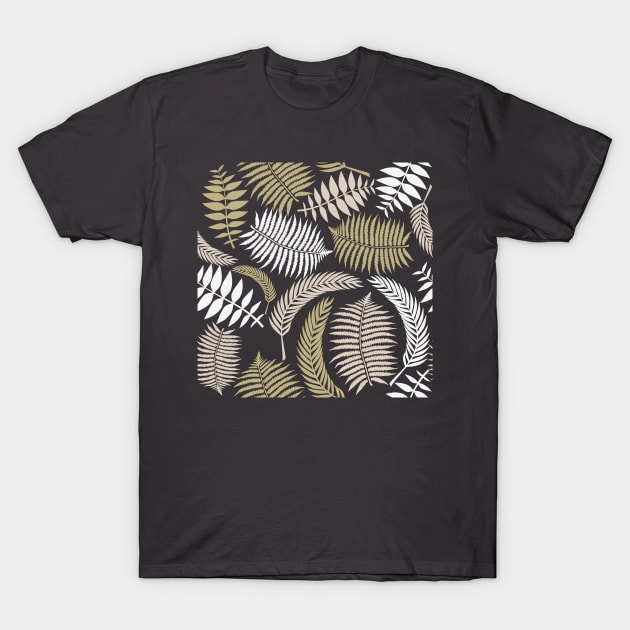 Cute Golden Leaves Leaf Branch Nature Plant Pattern T-Shirt by Freid